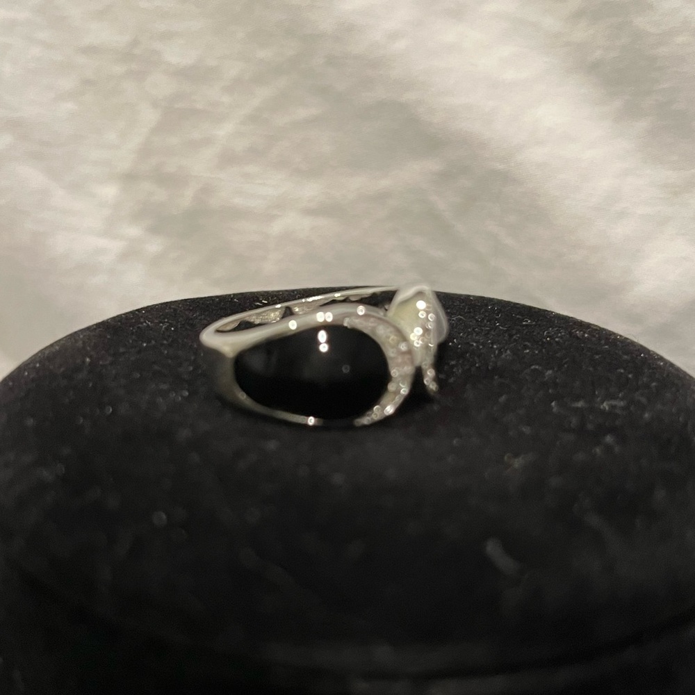 Black onyx and crystal ring